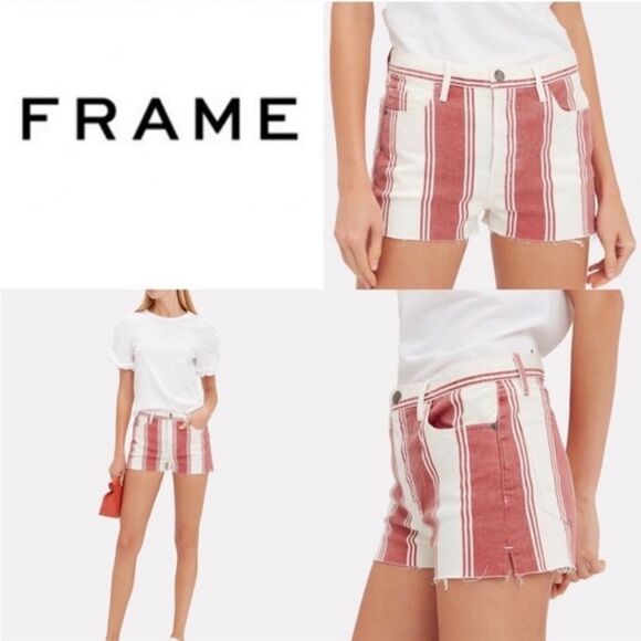 Frame Denim Le Cuttoff In Fiery Stripe
